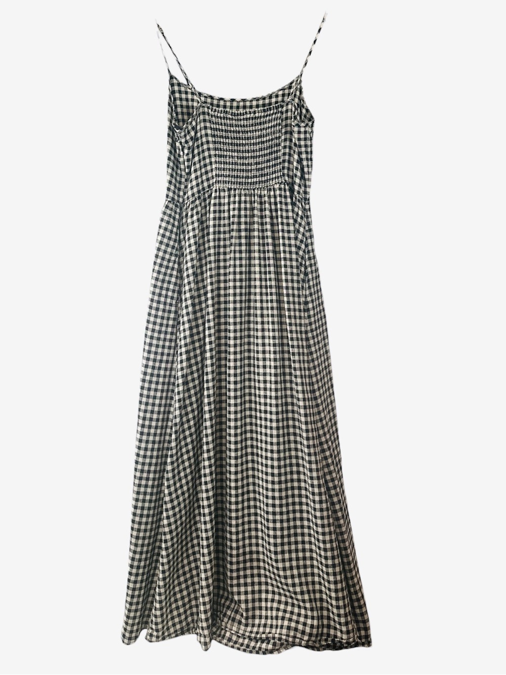 GAP Black & White Gingham Maxi Slip Dress drop waist Sleeveless Spaghetti Strap - Picture 3 of 9